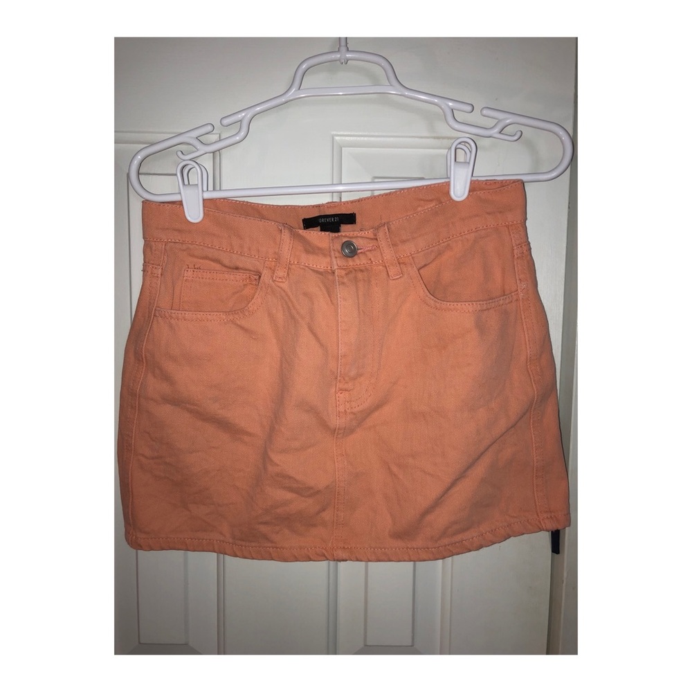 Orange jean skirt